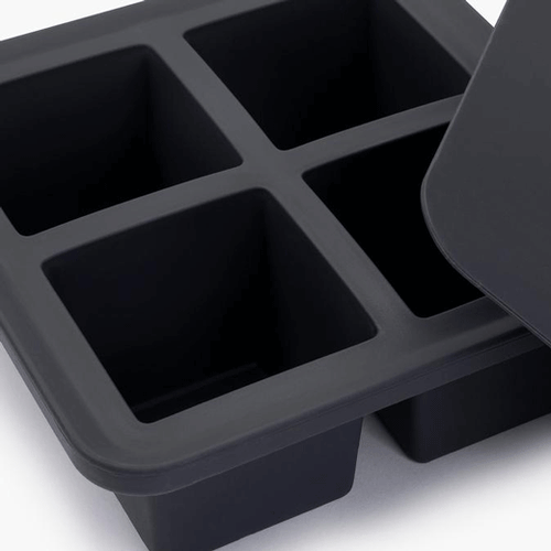 Cubetera de Silicona negra para 4 Hielos Extra Grande de 6 cm