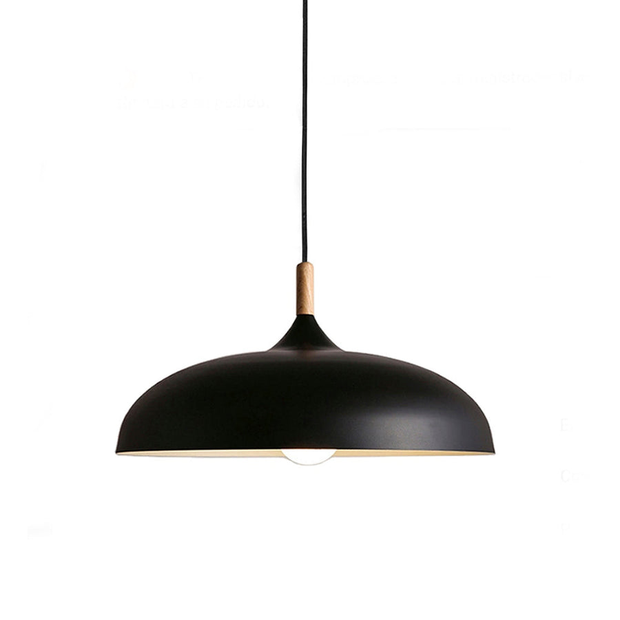 Lámpara colgante de aluminio con detalle en madera Tulipe Negra